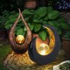 2er Set LED Solarleuchten mit Glas Kugel in Crackle Optik Bild 2
