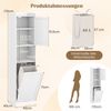 170 cm Badezimmerschrank hoher & schlanker Wäscheturm mit Stauraum verstellbares Regal Wäschesack Weiß Bild 2