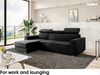 Meblini 'Voss' Schlafcouch mit Bettkasten, Samtstoff, 242 x 168 x 79 cm, Schwarz, Links Bild 3