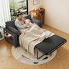 2-Sitzer-Schlafsofa aus Cord mit USB-Anschluss & Klapptisch, 134x82/223x84 cm, Grau Bild 4