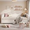 Daybett 90x200 cm mit hydraulischem Stauraum, Polsterbett, Tagesbett, Schlafsofa mit USB & Rückenlehne, samt, beige Bild 2