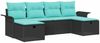 vidaXL Gartensofa-set mit Kissen 6 pcs Schwarz und Türkis Poly-Rattan 3358925 Bild 2
