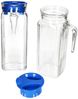 MamboCat Karaffe 2x KARO Kühlschrankkrug mit Deckel blau 1L Henkel Glas-Karaffe Kanne Bild 2