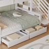 Bett 90x200 & 140x200 cm mit Treppenschrank und Schubladen – weißes Etagenbett mit Dachdesign Bild 4
