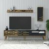 Dmora Fernsehschrank Upana, Ständer für Wohnzimmerfernseher, Niedriges Wohnzimmer-Sideboard, TV-Ständerbasis, 180x45h35 cm, Anthrazit und Nussbaum Bild 2