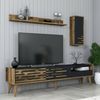 Dmora Fernsehschrank Upana, Ständer für Wohnzimmerfernseher, Niedriges Wohnzimmer-Sideboard, TV-Ständerbasis, 180x45h35 cm, Anthrazit und Nussbaum Bild 5