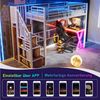 Flieks Hochbett LED Metallbett 90x200cm mit Schreibtisch Kleiderschrank Stauraumtreppe Bild 4