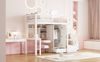 Novelux Hochbett 90x200 cm mit Schreibtisch, Kleiderschrank & Stauraumtreppe – Massivholz Kiefer Weiß, Multifunktionsbett für Kinderzimmer, 120kg Traglast. Bild 5