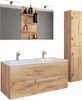 VCM Badmöbel Waschtisch Budasi, ohne Beleuchtung, 917552 Honig-Eiche H. 150 x B. 145 x T. 46 cm Bild 2