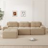 Flieks 3-Sitzer Sofa, Modular L-Form Schlafsofa, Tiefsofa mit Ottoman & 3 Kissen, Cord, Beige Bild 2