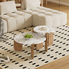 Couchtisch 2er-Set mit kunstvoller Tischplatte, Beistelltisch Nesting Design, MDF Weiß Holzoptik Bild 4