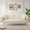 Sofa 2-Sitzer mit Sitzfläche 173*75*70 cm, Samtbezug, 3‑stufig verstellbare Doppel-Rückenlehne, Beige Bild 2