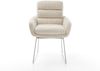 Esszimmerstuhl Abelia-Flex mit Armlehnen Cord Beige Kufengestell Edelstahl Bild 2