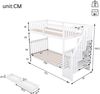 90*200cm Etagenbett, Treppenregal, ausgestattet mit zwei Schubladen, hohe Geländer, EN747-1 zertifiziert, weiß Bild 3