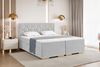 MEBLINI Boxspringbett mit Bettkasten - 120x200 - H4/Hellgrau Samt - Versal - Gepolstert Doppelbett mit Matratze und Topper - Polsterbett mit Stauraum - Bett mit Kopfteil - Stauraumbett Bild 1