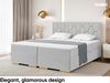 MEBLINI Boxspringbett mit Bettkasten - 120x200 - H4/Hellgrau Samt - Versal - Gepolstert Doppelbett mit Matratze und Topper - Polsterbett mit Stauraum - Bett mit Kopfteil - Stauraumbett Bild 3