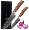 Wakoli Messer-Set Edib Pro 2er Damastmesser-Set I 16 & 11cm Klinge I Pakkaholzgriff (Damastmesser mit Geschenkbox, 2-tlg), 67 Lagen Damaststahl, VG-10 Stahlkern Bild 4