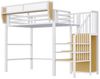 MODFU Hochbett Funktionsbett Kinderbett (90x200 cm mit Regal & Sicherheitsleiter, Platzsparendes Metallbett, für Kinder, Jugendliche & kleine Wohnungen) ohne Matratze Bild 4