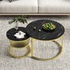 Furnishings Home Couchtisch 2er-Set runde Beistelltische aus Holz & Metall (2-St), Moderne Kaffeetische für Wohnzimmer Schlafzimmer Bild 2