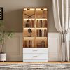 Badezimmerschrank aus MDF mit offenen Fächern und Glasdetail, Weiß Bild 4