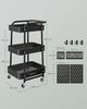 SONGMICS Rollwagen, Küchenwagen, 3 Metallgitterablagen, Servierwagen, 2 abnehmbare Lochplatten, 2 Hängekörbe, 4 Haken, für Büro, Küche, Wohnzimmer, Badezimmer Bild 3