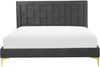 Bett mit Lattenrost LIMOUX 140 x 200 cm Samtstoff Schwarz Bild 5