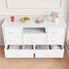 GarveeMore TV-Schrank Breites Sideboard Mehrzweckschrank Kommode mit 8 tiefen Schubladen Media-Board Stauraumschrank mit Steckdose, USB-Anschluss und RGB-LED Bild 4