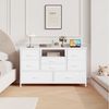 GarveeMore TV-Schrank Breites Sideboard Mehrzweckschrank Kommode mit 8 tiefen Schubladen Media-Board Stauraumschrank mit Steckdose, USB-Anschluss und RGB-LED Bild 3