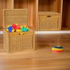 Krines Home Aufbewahrungskorb Hoher Korb mit Deckel Rattan geflochten Regalkorb Aufbewahrungsbox Bild 2