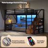 Flieks Hochbett Kinderbett Metallbett 140x200cm mit LED-Lichtleiste und Stauraumtreppe Bild 2