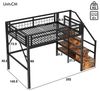 Flieks Hochbett Kinderbett Metallbett 140x200cm mit LED-Lichtleiste und Stauraumtreppe Bild 4