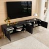 Merax Schwarzes TV-Schrank, 190 cm(L) x 38 cm(W) x 48 cm(H), goldene Tischbeine, gerilltes Türdesign Bild 5