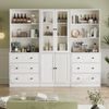 VOWNER Bücherregal 5-stöckiges Bücherregal mit Glastüren, 180 cm Vitrinenschrank, 3-tlg, multifunktionaler Küchenschrank Hochschrank & Buffetschrank Bild 5