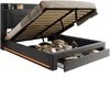 Polsterbett 140×190 cm mit hydraulischem Bettkasten & LED-Beleuchtung, Dunkelgrau Bild 5