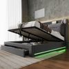 Polsterbett 140×190 cm mit hydraulischem Bettkasten & LED-Beleuchtung, Dunkelgrau Bild 3
