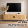 Liadomo Lowboard Uriel, TV-Möbel, TV-Board, TV-Unterschrank, 120 oder 180 cm Breite, Schiebetüren, Lamellen, schwarz, weiß, Natur, braun Bild 2