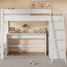 Kinder-Hochbett aus Massivholz mit Schreibtisch & Kleiderschrank, 90x200 cm, Weiß, ohne Matratze Bild 2