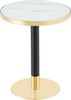 Moderner Runder Beistelltisch, Marmor-Optik Tischplatte mit Goldenem Rand, Stabiles Metallgestell in Schwarz/Gold, Ideal als Couchtisch, Nachttisch oder Balkontisch, Weiß Bild 5