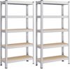 Standregal,2er Set, Schwerlastregal, Kellerregal, Bücherregal, Lagerregal, 5 Ablagen, Küchenregal, Regal,verstellbare Ablagen, Industriestil,150x70x30cm,Silbern,GLR030E02 Bild 2