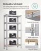 Standregal,2er Set, Schwerlastregal, Kellerregal, Bücherregal, Lagerregal, 5 Ablagen, Küchenregal, Regal,verstellbare Ablagen, Industriestil,150x70x30cm,Silbern,GLR030E02 Bild 3