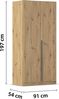 rauch Kleiderschrank Alba, Drehtürenschrank, Garderobenschrank, 2-türig, mit 1 Kleiderstange und 1 Einlegeboden , Farbe Eiche Artisan, Holz, Griffstange Grau metallic, Schwarz, 91x197x56cm Bild 4