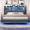 Flieks Polsterbett, LED Schwebebett Stauraumbett Doppelbett 160x200cm mit Ladefunktion Bild 2