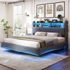 Flieks Polsterbett, LED Schwebebett Stauraumbett Doppelbett 160x200cm mit Ladefunktion Bild 5