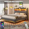 Flieks Polsterbett, LED Schwebebett Stauraumbett Doppelbett 160x200cm mit Ladefunktion Bild 3