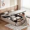 Gdood Polsterbett 160 x 200 cm Doppelbett Stauraumbett mit Bettkasten & Schubladen (Leinenmaterial Polsterbett(Ohne Matratze), mit Komforthöhe, Leises Design Bett Bild 2