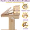 Novelux Kinderschreibtisch 80x60 cm höhenverstellbar mit Stauraum und neigbarer Tischplatte 0-43° – Massivholz Natur, sicherheitszertifiziert Bild 4