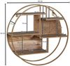 Wandregal Rattan 62 x 62 x 17 cm Hängeregal Massivholz / Metall Industrial, Schweberegal Wiener Geflecht Rund Wand, Regal Hängend Offen Wohnzimmer Bild 4