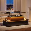 LED-Couchtisch Schwarz Hochglanz 90x55x41 cm, moderner Wohnzimmertisch mit Beleuchtung Bild 5