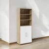 Dmora Kommode Valsesia, Wohnzimmerbuffet, Wohnzimmer-Sideboard, Moderne Küchen-Speisekammer, 89x40 h222 cm, Eiche und Weiß Bild 2