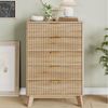 FUROKOY Kommode mit 5 Schubladen Holz Schrank, Sideboard mit Metallgriff,Wellenstruktur vorne,Naturholzfarbe Bild 1